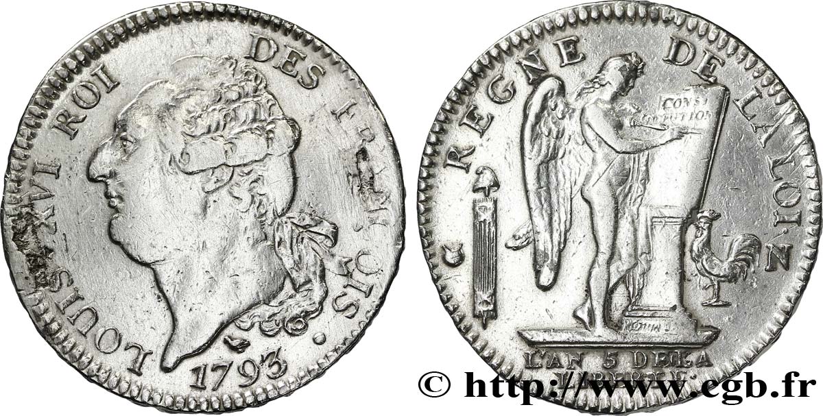 LOUIS XVI (MONARQUE CONSTITUTIONNEL)  Écu dit &nbsp;au génie&nbsp;, légende FRANÇOIS 1793 Montpellier TB+