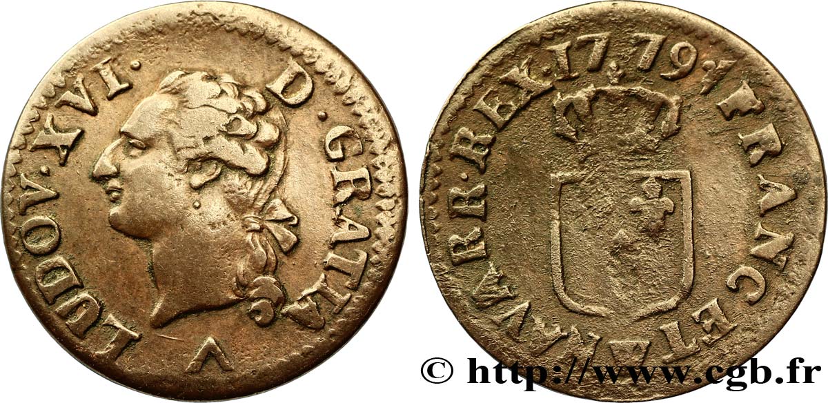 LOUIS XVI Liard dit “à l écu” 1779 Lille S