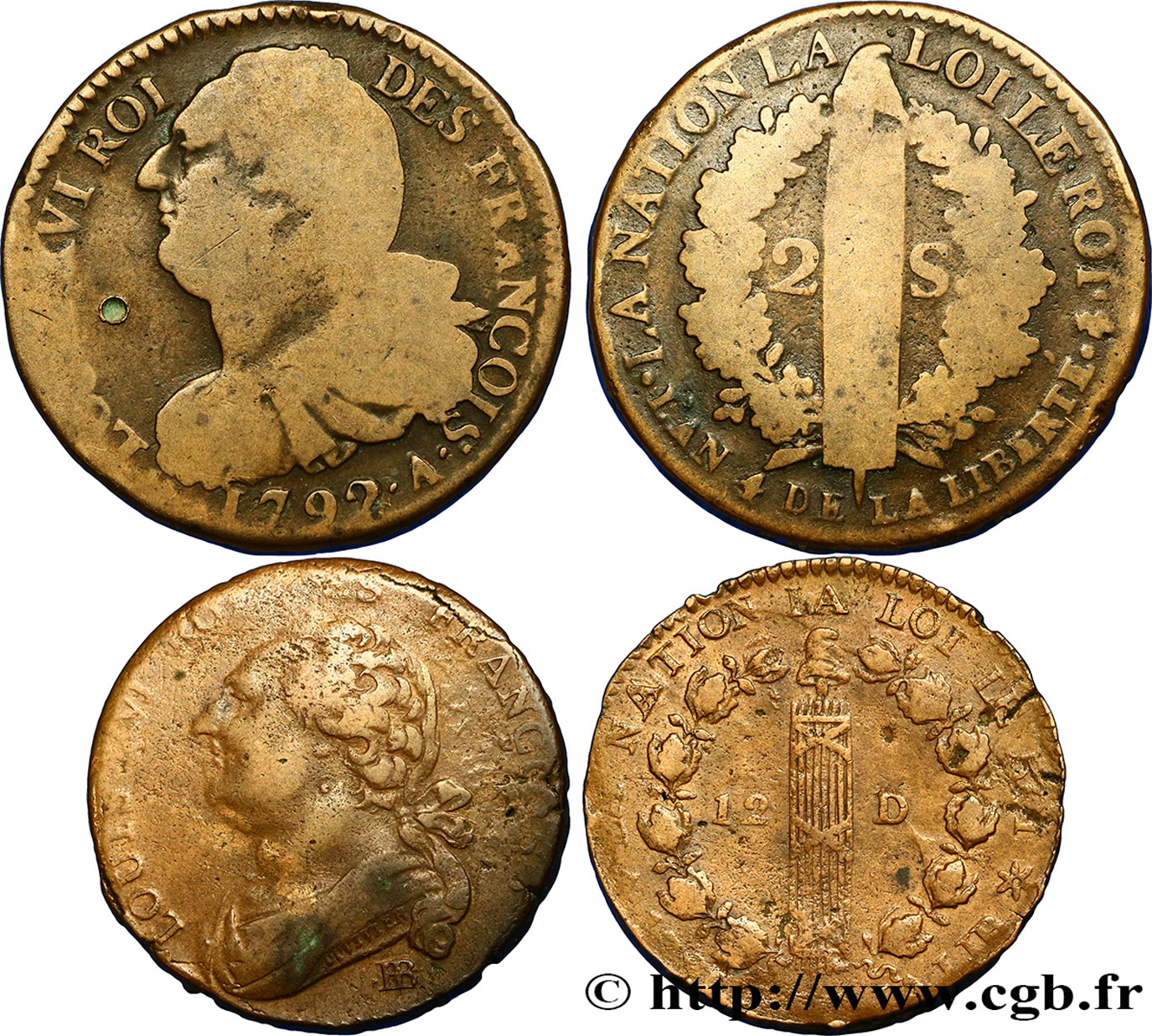 LOTES Lot de deux monnaies de la Révolution française n.d. s.l. BC