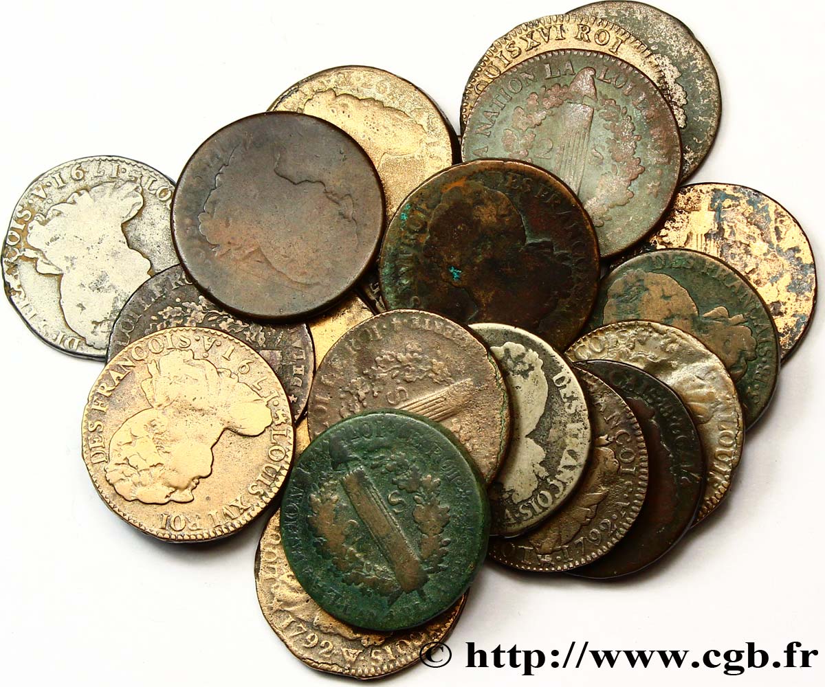 LOTS Lot de vingt pièces de 2 sols dit  au faisceau , type FRANCOIS n.d. s.l. TB