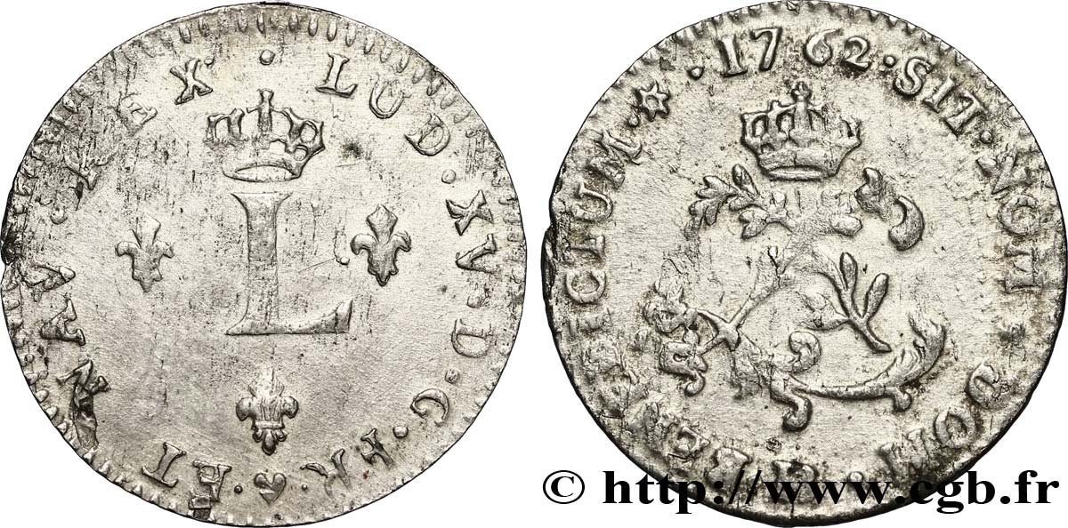 LOUIS XV DIT LE BIEN AIMÉ Double sol de billon 1762 Strasbourg SUP/TTB+