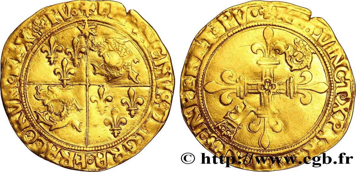 FRANÇOIS IER LE RESTAURATEUR DES LETTRES Écu d&nbsp;or au soleil du Dauphiné, 5e type n.d. Grenoble TTB