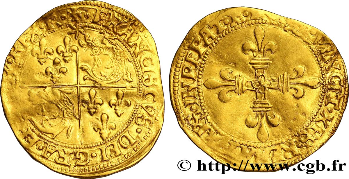 FRANCOIS I Écu d or au soleil du Dauphiné, 1er type n.d. Romans BC+