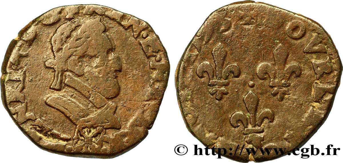 HENRY IV Double tournois, type de Saint-Palais pour la Navarre 1593 Saint-Palais BC+/BC