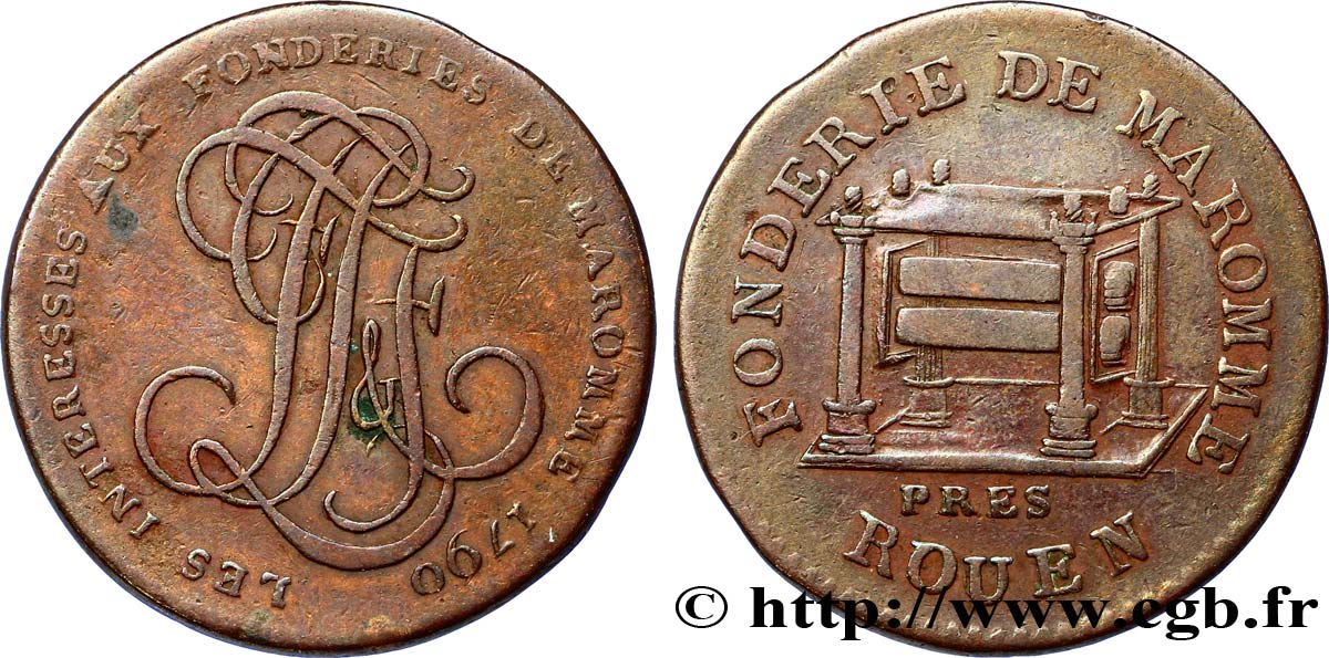 CONFIANCE (MONNAIES DE...) Monnaie de confiance, Fonderie de Maromme 1790  TTB