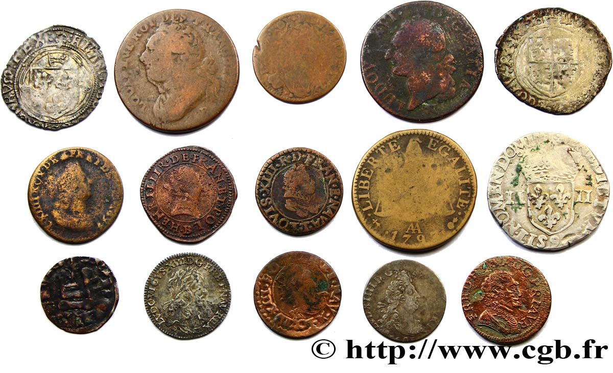 LOTES Quinze monnaies royales, états et métaux divers n.d.  