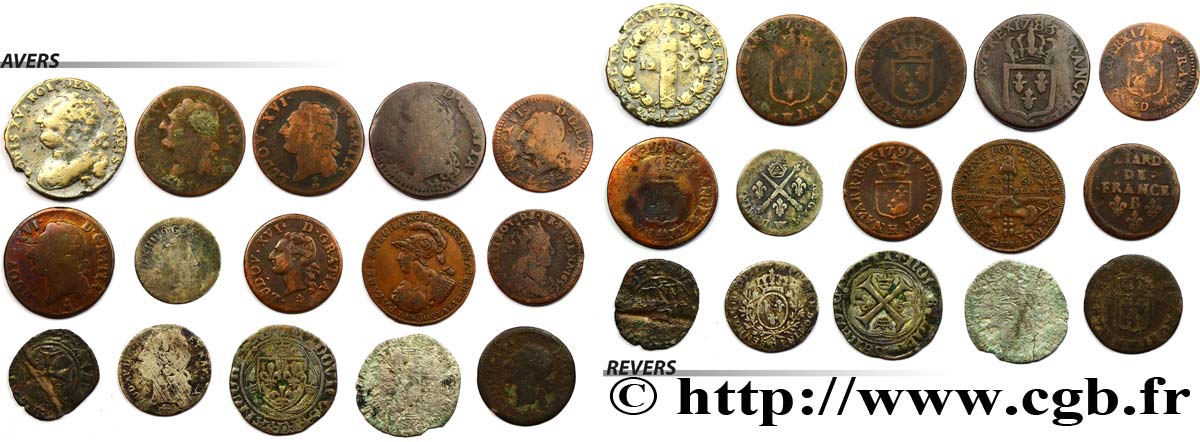 LOTES Quinze monnaies royales, états et métaux divers n.d.  
