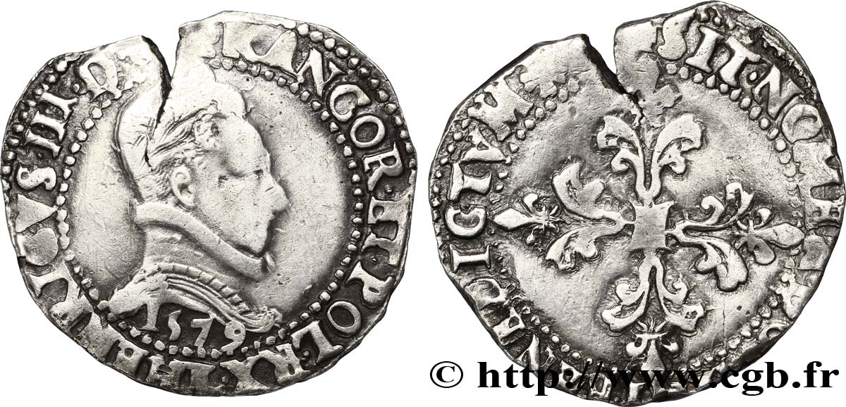HENRI III Franc au col plat 1579 Bayonne TB