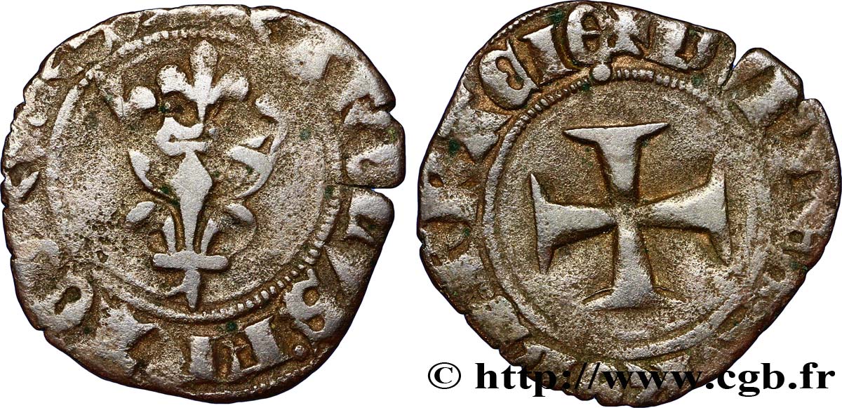 CHARLES VI LE FOU OU LE BIEN AIMÉ Double tournois dit  niquet  n.d. Paris TB+