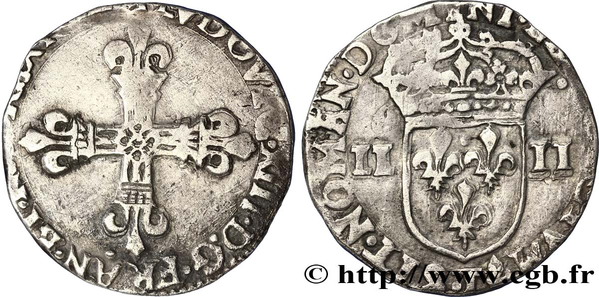 LOUIS XIII LE JUSTE Quart d&nbsp;écu, à la croix fleurdelisée, titulature côté croix n.d. Nantes TB+