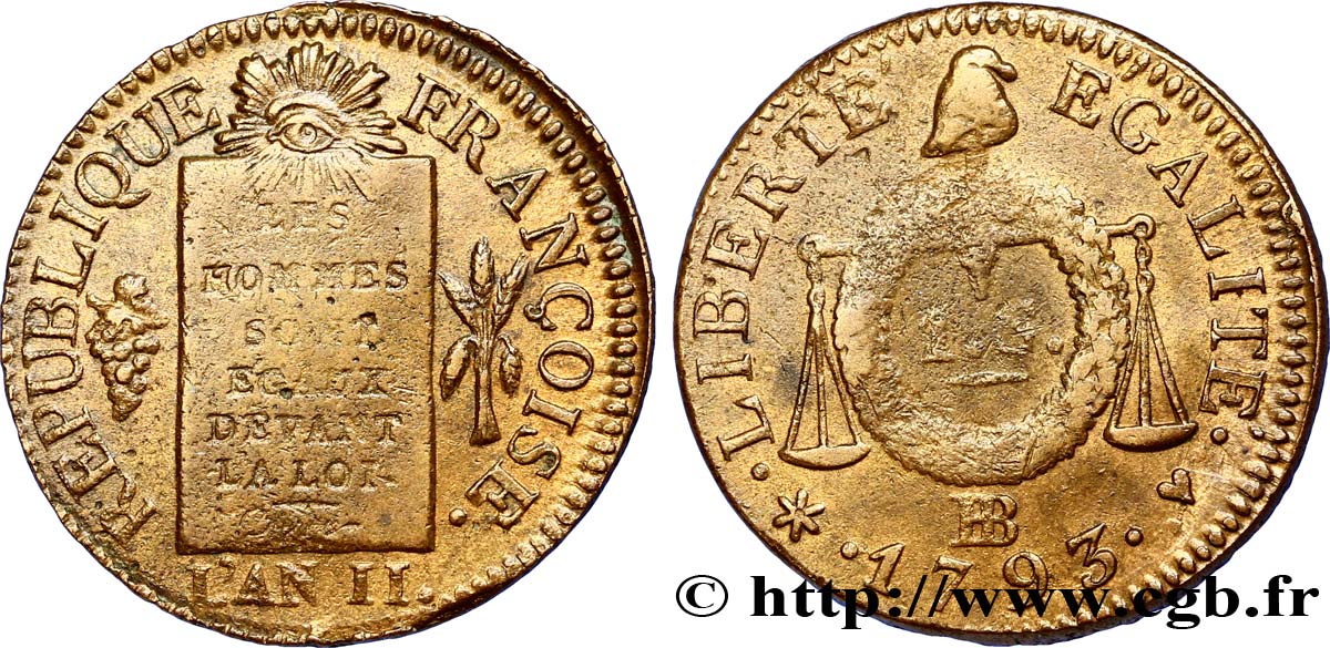 LA CONVENTION 1 sol dit &nbsp;à la table de loi&nbsp; 1793 Strasbourg TTB+