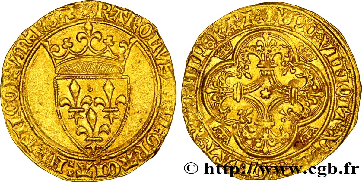 CHARLES VI LE FOU OU LE BIEN AIMÉ Écu d&nbsp;or à la couronne n.d. Rouen TTB+
