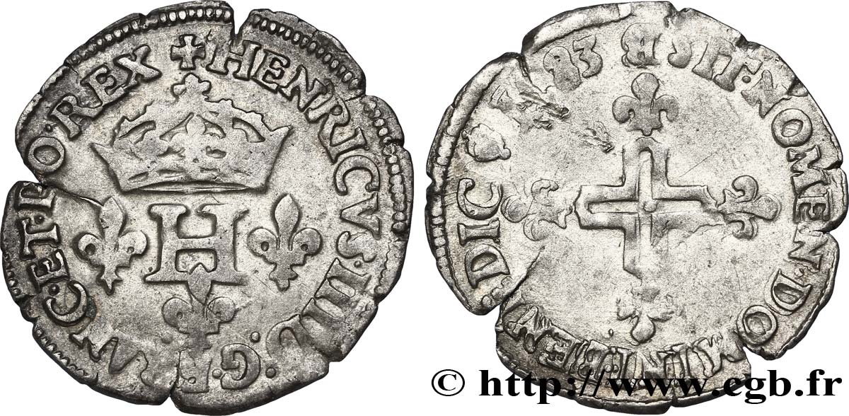 HENRI III Sol parisis 1583 Rouen TTB+/TTB