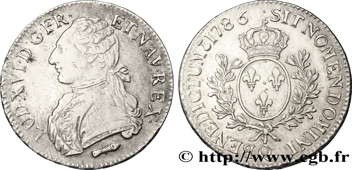LOUIS XVI Écu aux branches d&nbsp;olivier 1786 Perpignan TTB