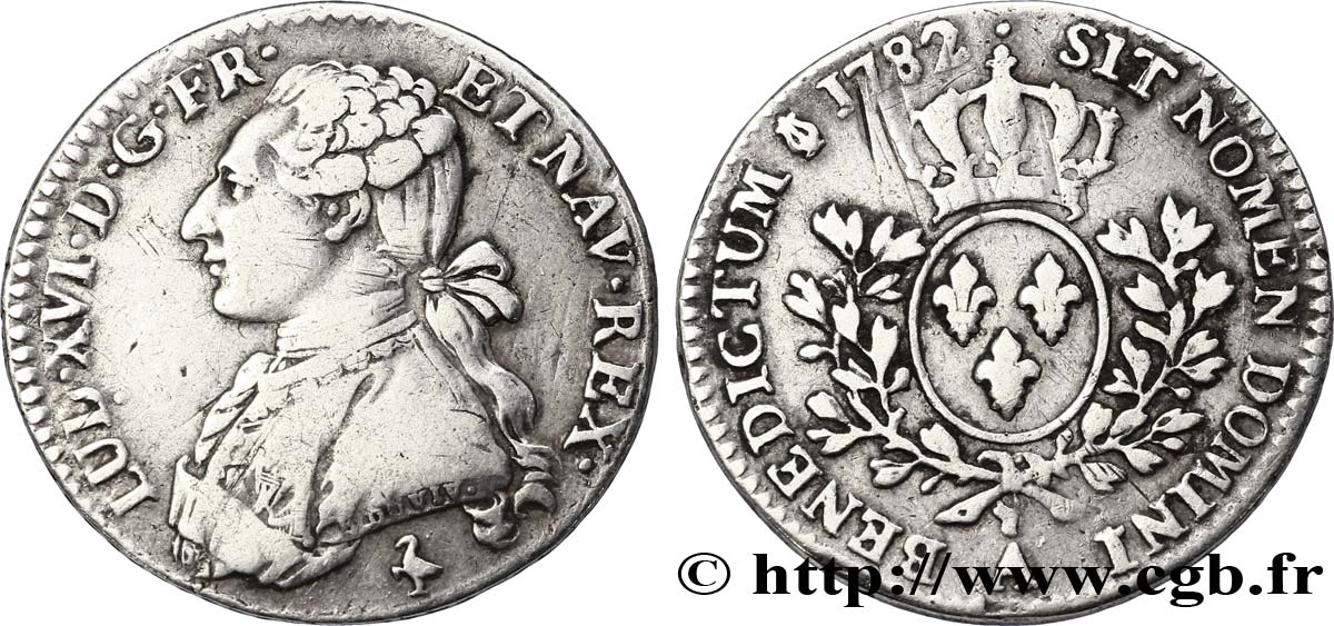 LOUIS XVI Cinquième d&nbsp;écu aux branches d&nbsp;olivier 1782 Paris TB+