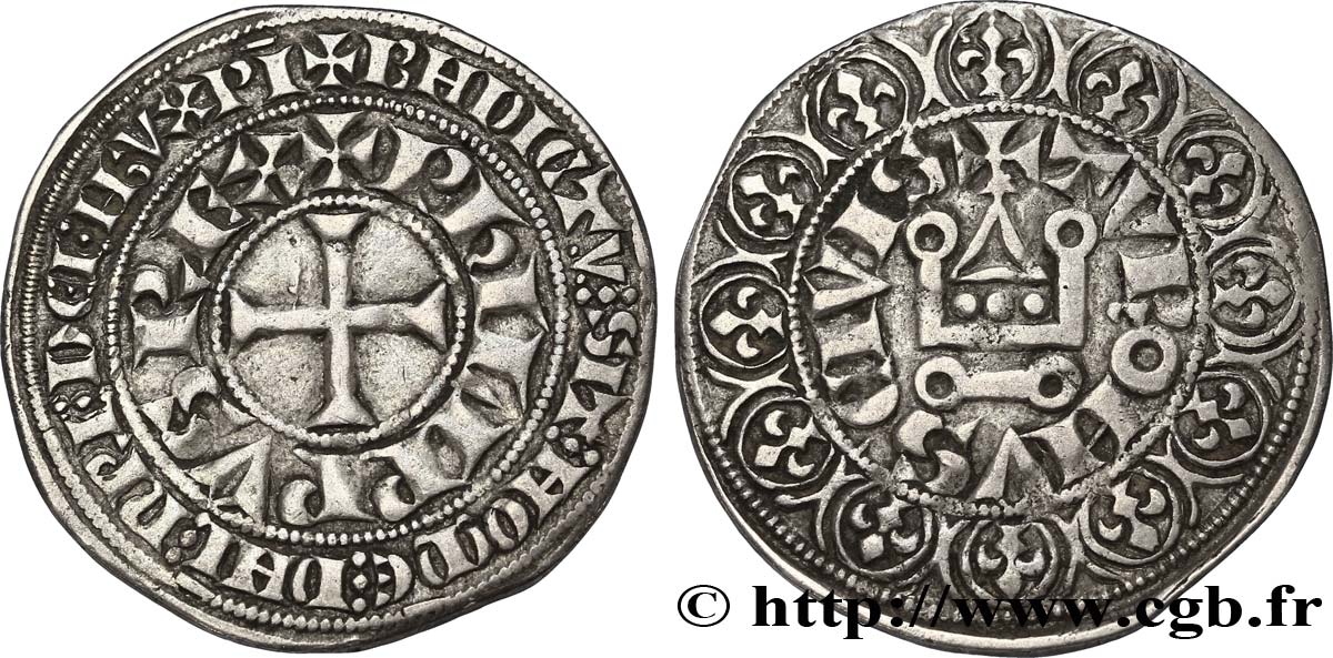 PHILIPPE III LE HARDI ET PHILIPPE IV LE BEL - MONNAYAGE COMMUN (à partir de 1280) Gros tournois à l&nbsp;O rond n.d.  TTB+/TTB