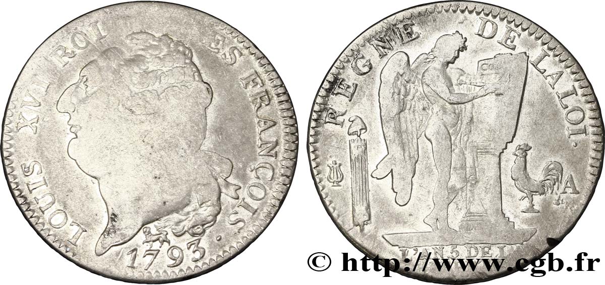 LA CONVENTION Écu dit  au génie , légende FRANÇOIS 1793 Paris TB+