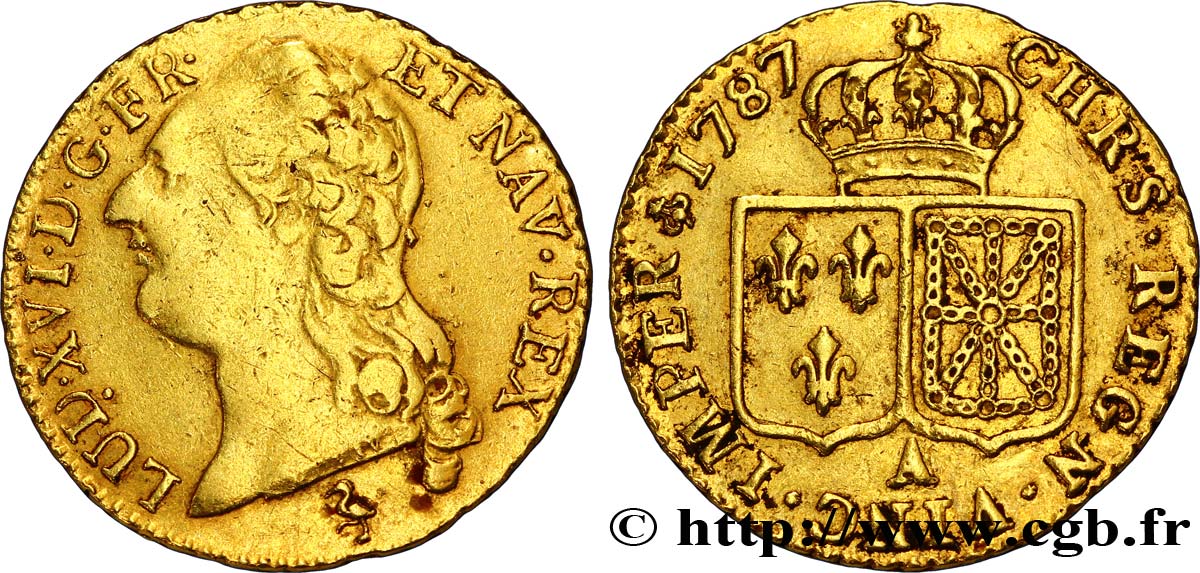 LOUIS XVI Louis d or aux écus accolés 1787 Paris TB+/TTB