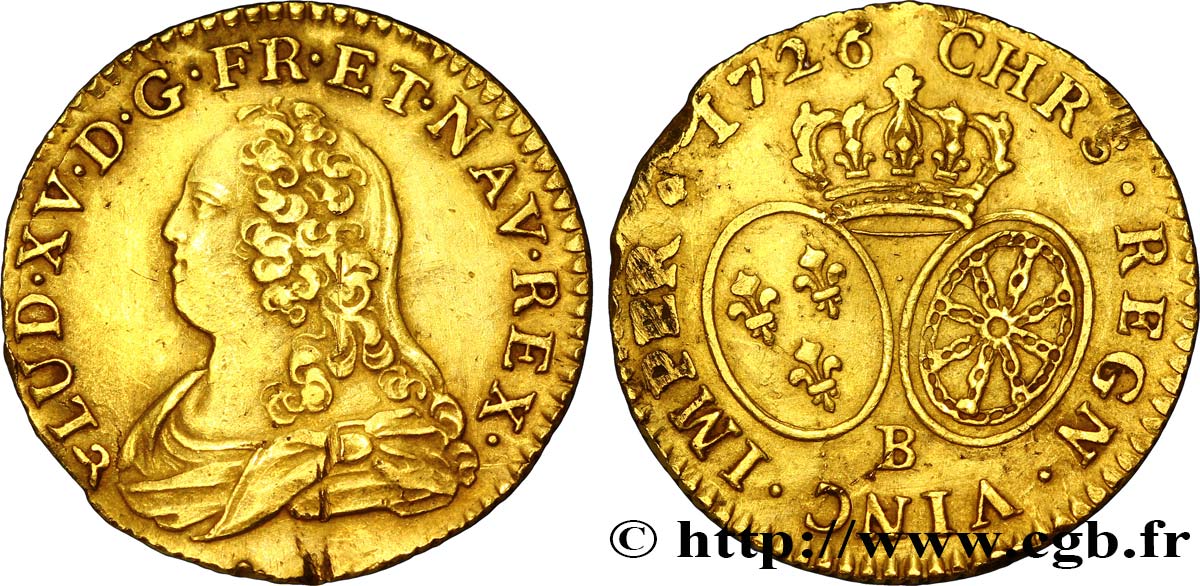 LOUIS XV DIT LE BIEN AIMÉ Louis d or aux écus ovales, buste habillé 1726 Rouen TTB