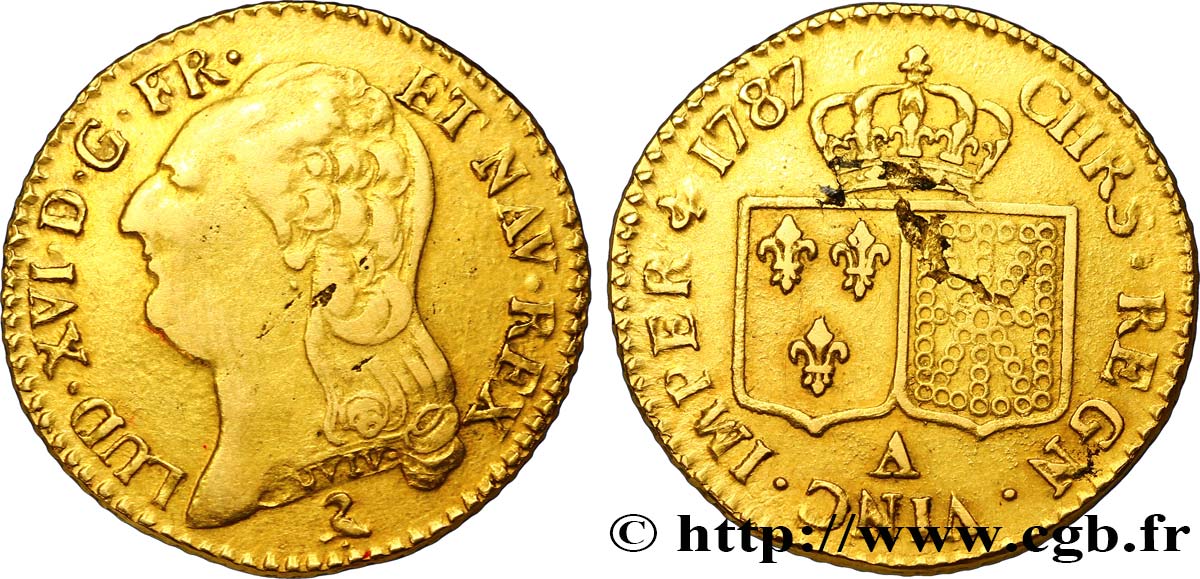 LOUIS XVI Louis d or aux écus accolés 1787 Paris TB+