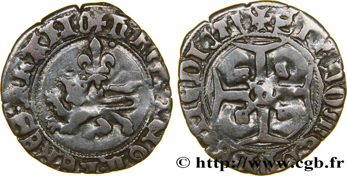 HENRY V DE LANCASTRE Double tournois ou niquet dit “Léopard” n.d. Rouen TB