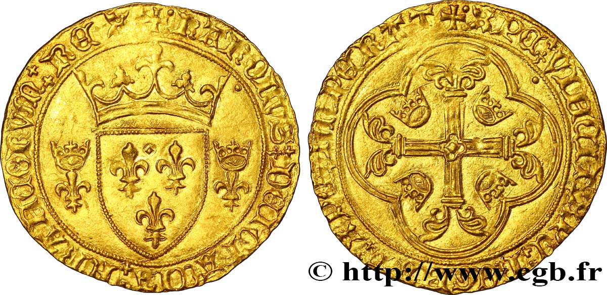 CHARLES VII LE VICTORIEUX Écu d&nbsp;or à la couronne ou écu neuf 28/01/1436 Montpellier SUP