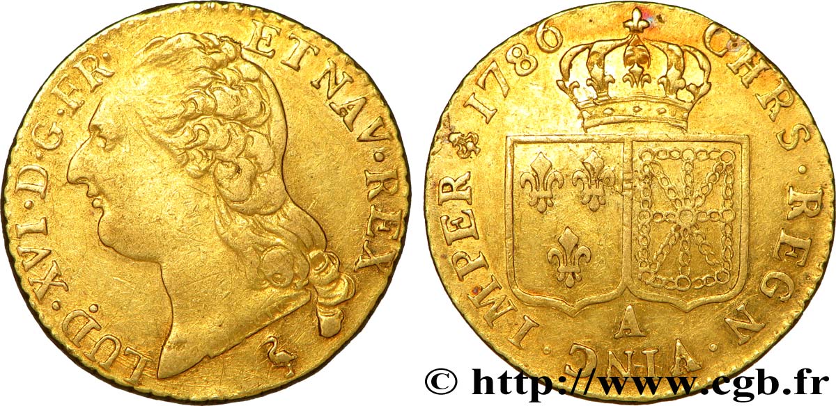 LOUIS XVI Louis d or aux écus accolés 1786 Paris TTB
