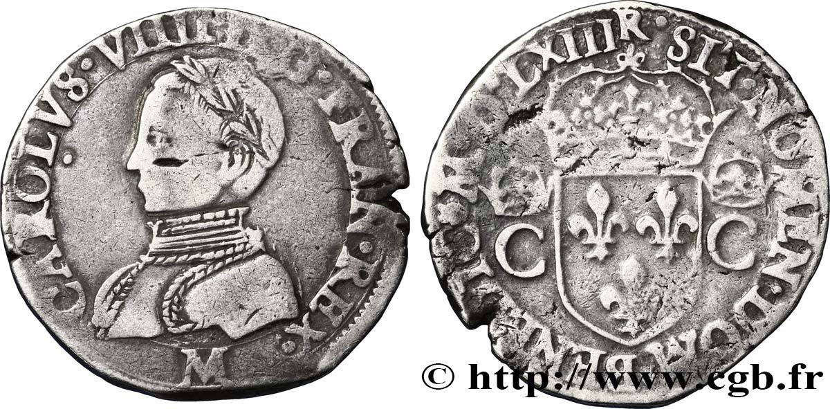 CHARLES IX Teston, 2e type 1563 (MDLXIII) Toulouse TB+