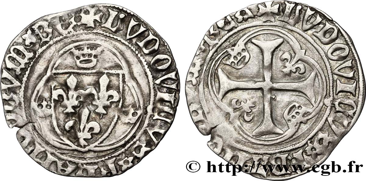 LOUIS XI LE PRUDENT Blanc à la couronne, double titulature n.d. Angers TTB