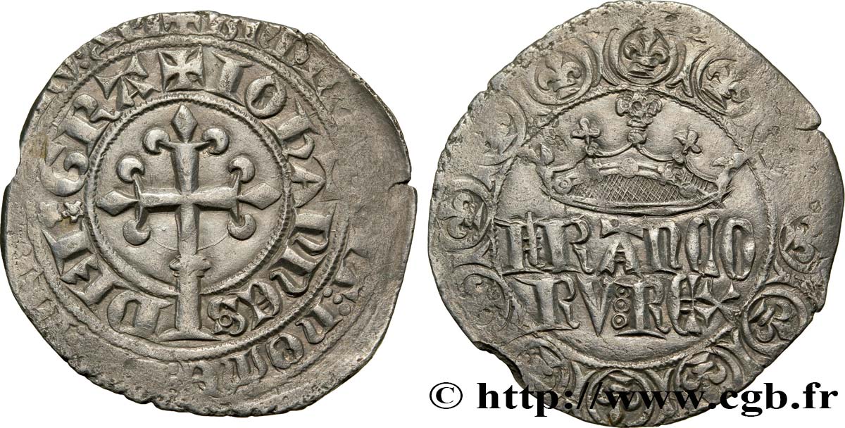 GIOVANNI II  THE GOOD  Gros à la couronne 22/08/1358  q.SPL