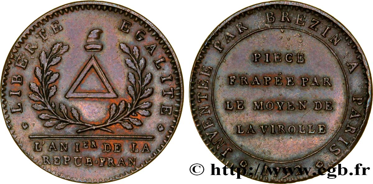 CONFIANCE (MONNAIES DE...) Essai au bonnet de Brézin 1792  SUP