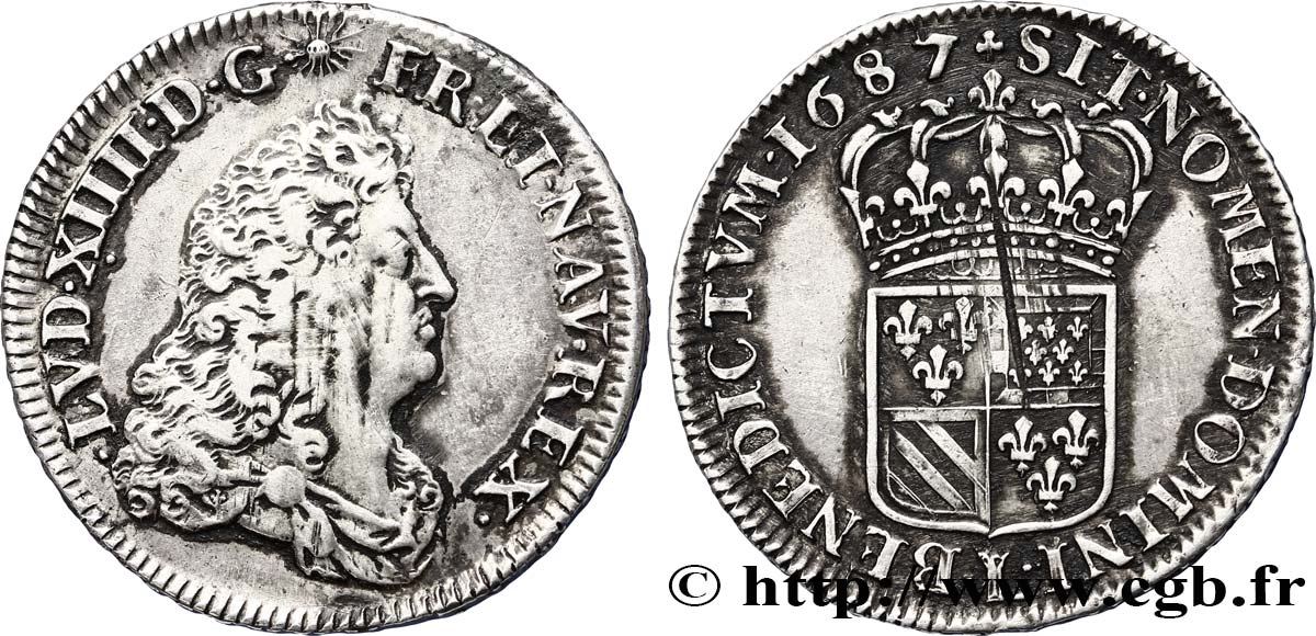 LOUIS XIV  THE SUN KING  Demi-écu de Flandre 1687 Lille q.SPL