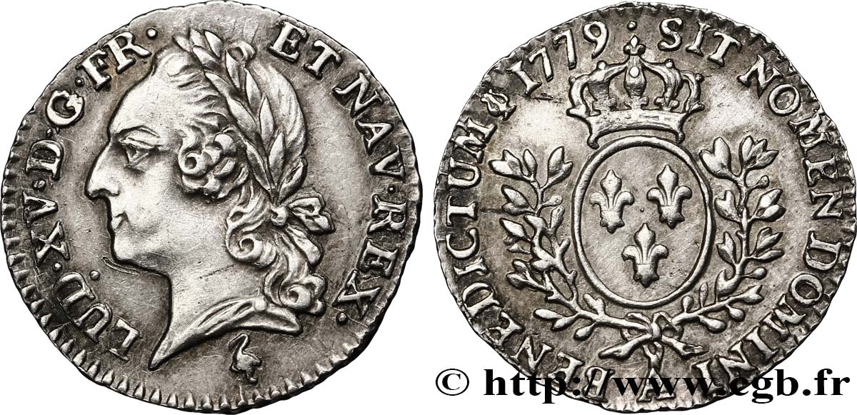 LOUIS XVI Vingtième d écu aux branches d olivier, buste lauré 1779 Paris SUP
