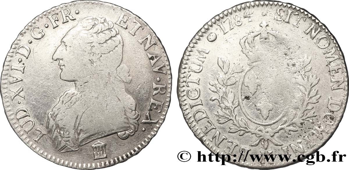 LOUIS XVI Écu aux branches d olivier 1784 Bordeaux VF