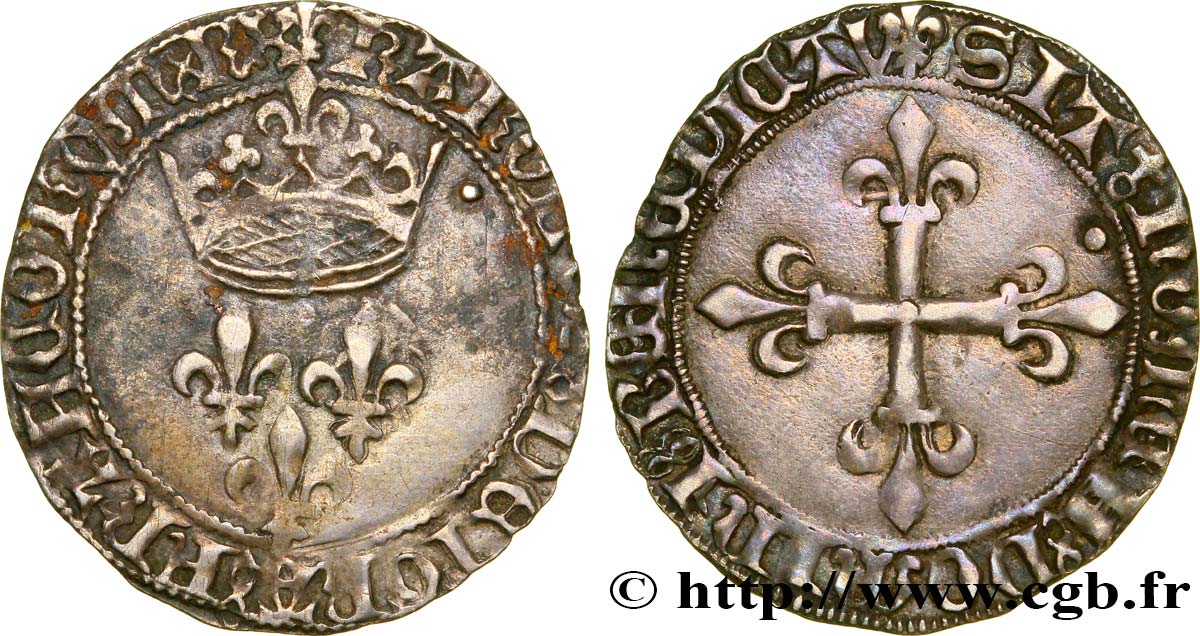 CHARLES VII LE BIEN SERVI / THE WELL-SERVED Gros de roi dit de  Jacques Cœur  25/05/1447 Montpellier XF/AU