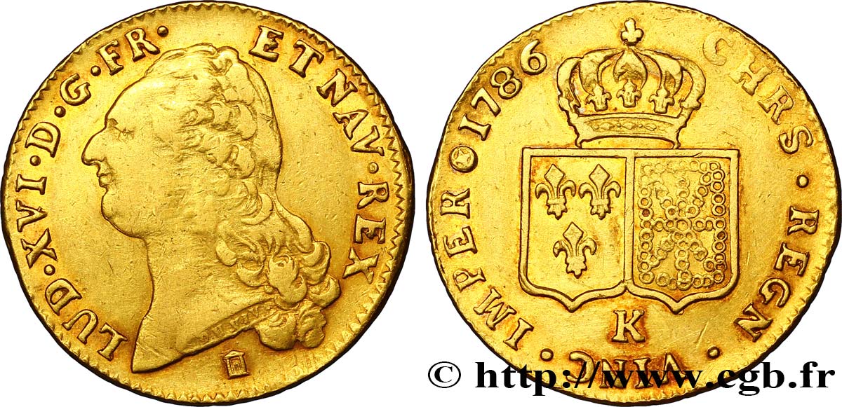LOUIS XVI Double louis d’or aux écus accolés 1786 Bordeaux MBC/MBC+