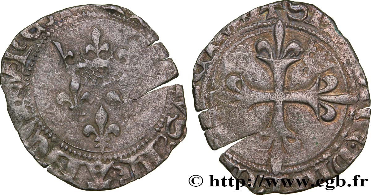 CHARLES, REGENCY - COINAGE WITH THE NAME OF CHARLES VI Gros dit  florette  n.d. Le Puy F/VF