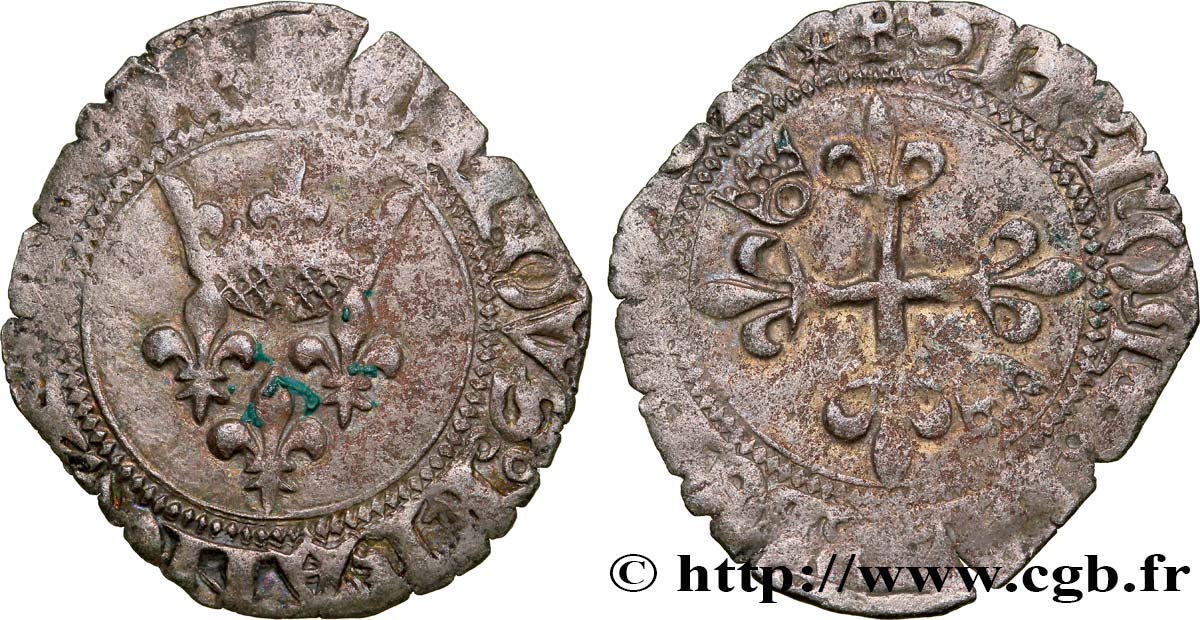 CHARLES, REGENCY - COINAGE WITH THE NAME OF CHARLES VI Gros dit  florette  n.d. Le Puy BC
