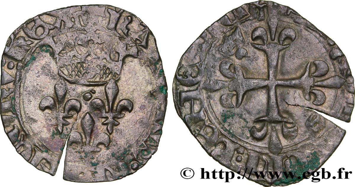 CHARLES, REGENCY - COINAGE WITH THE NAME OF CHARLES VI Gros dit  florette  n.d. Montpellier fSS