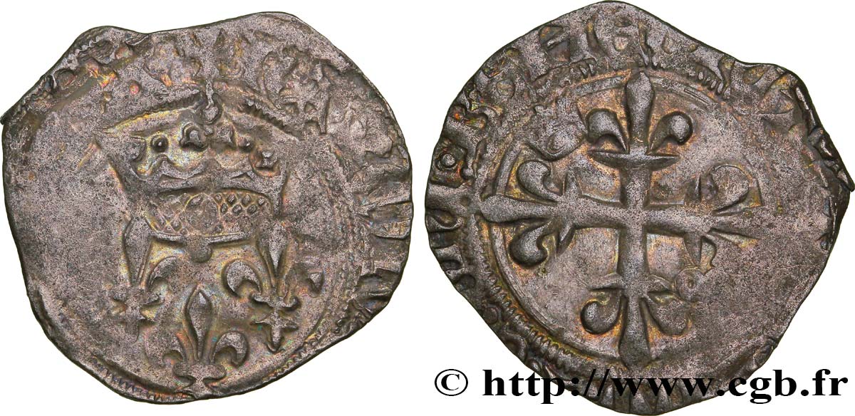 CHARLES, REGENCY - COINAGE WITH THE NAME OF CHARLES VI Gros dit  florette  n.d. Limoges BC