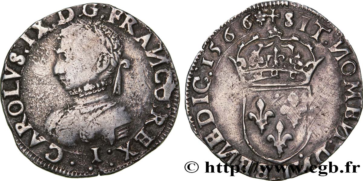 CHARLES IX Teston, 5e type 1566 Limoges MBC