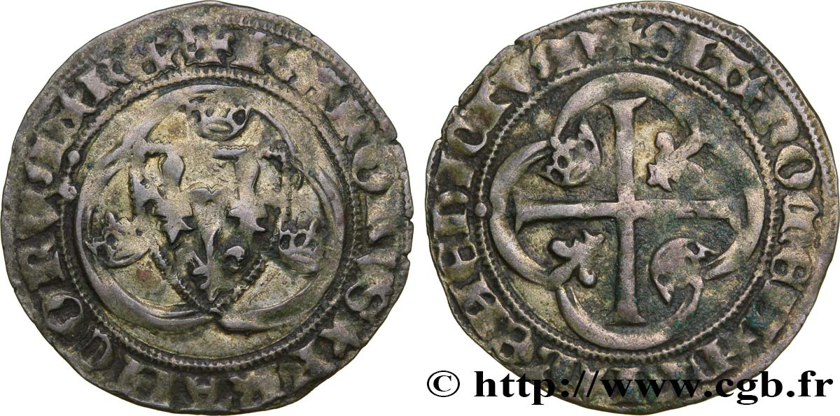 CHARLES VII LE VICTORIEUX Blanc à la couronne n.d. Tournai TB+
