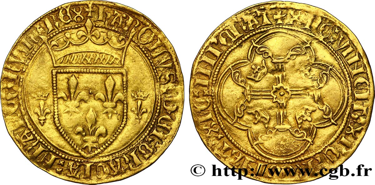 CHARLES VII  THE WELL SERVED  Écu d or à la couronne ou écu neuf 28/01/1436 Montélimar q.SPL/BB