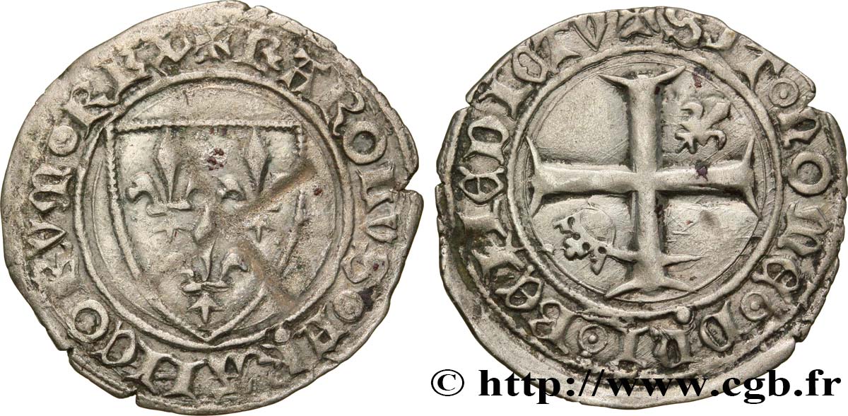 CHARLES VI LE FOU OU LE BIEN AIMÉ Demi-guénar n.d. La Rochelle TB+/TTB