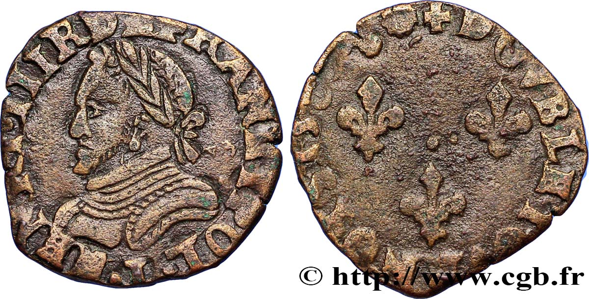 HENRI III Double tournois, 2e type de Bayonne 1580 Bayonne TTB+/TB+