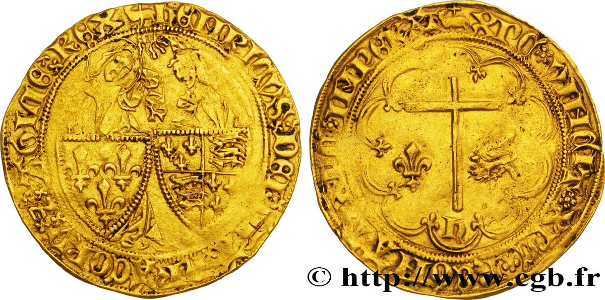 HENRY VI DE LANCASTRE - ROI DE FRANCE (1422-1453) - ROI D ANGLETERRE (1422-1461) et (1470-1471) Salut d or 06/09/1422 Amiens TB+