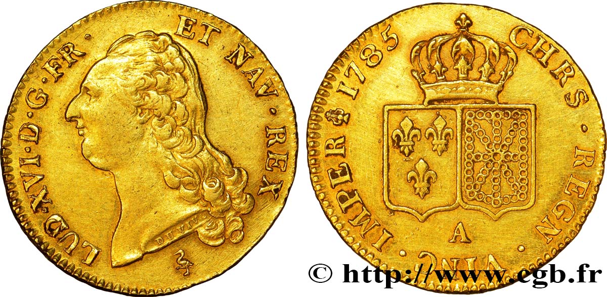 LOUIS XVI Double louis d’or aux écus accolés 1785 Paris AU/AU