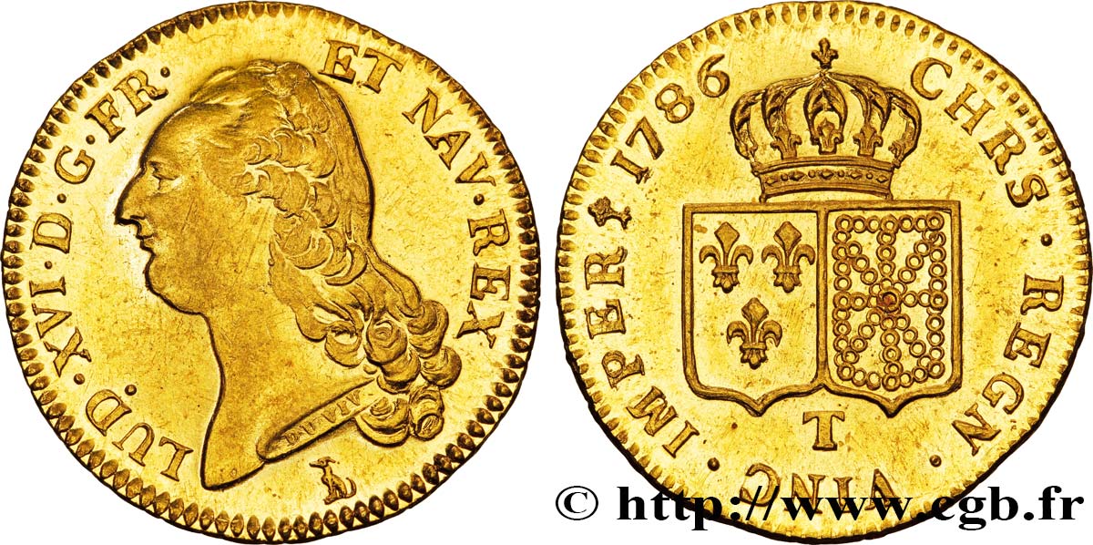 LOUIS XVI Double louis d’or aux écus accolés 1786 Nantes SC