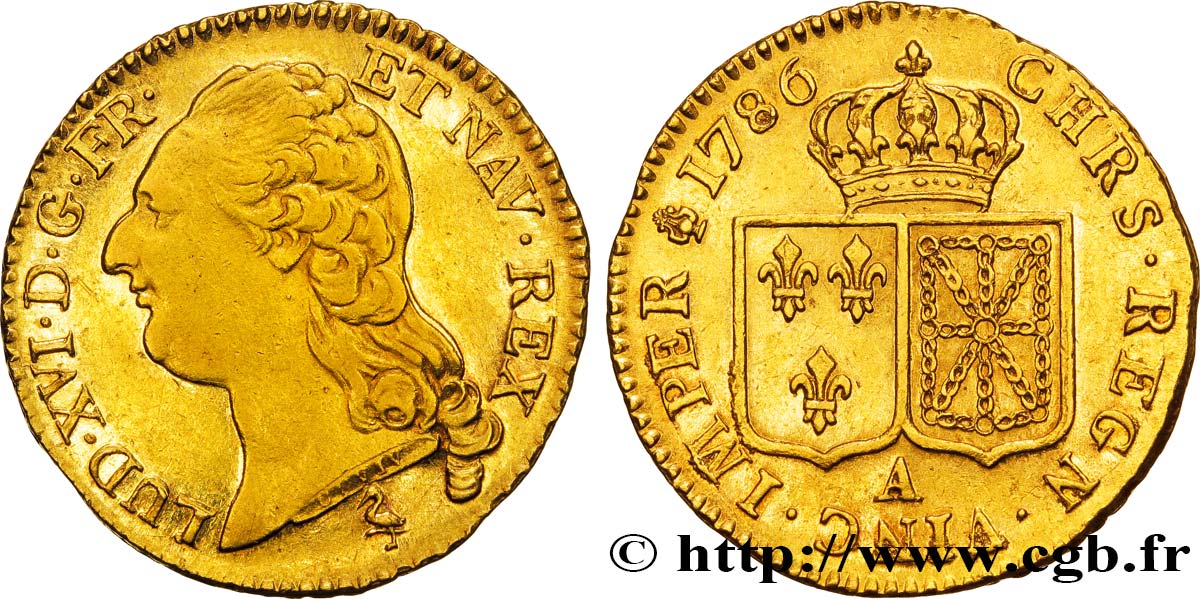 LOUIS XVI Louis d or aux écus accolés 1786 Paris SPL/MS