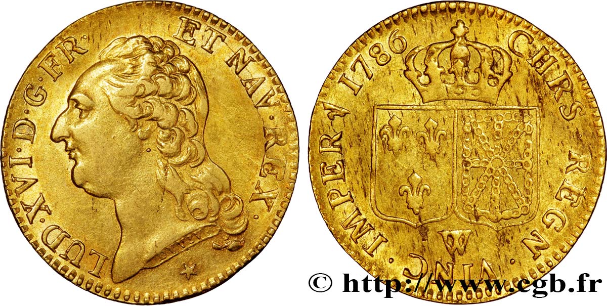 LOUIS XVI Louis d or aux écus accolés 1786 Lille MBC+/MBC